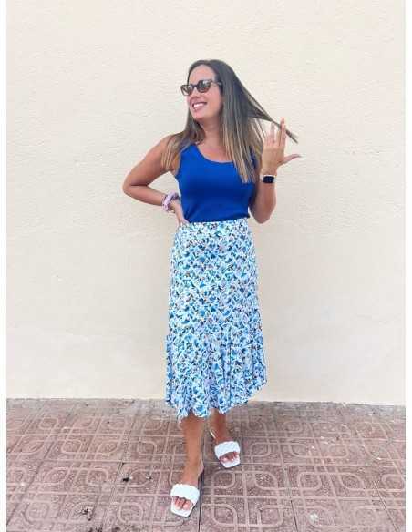 Falda Midi Teli Azul