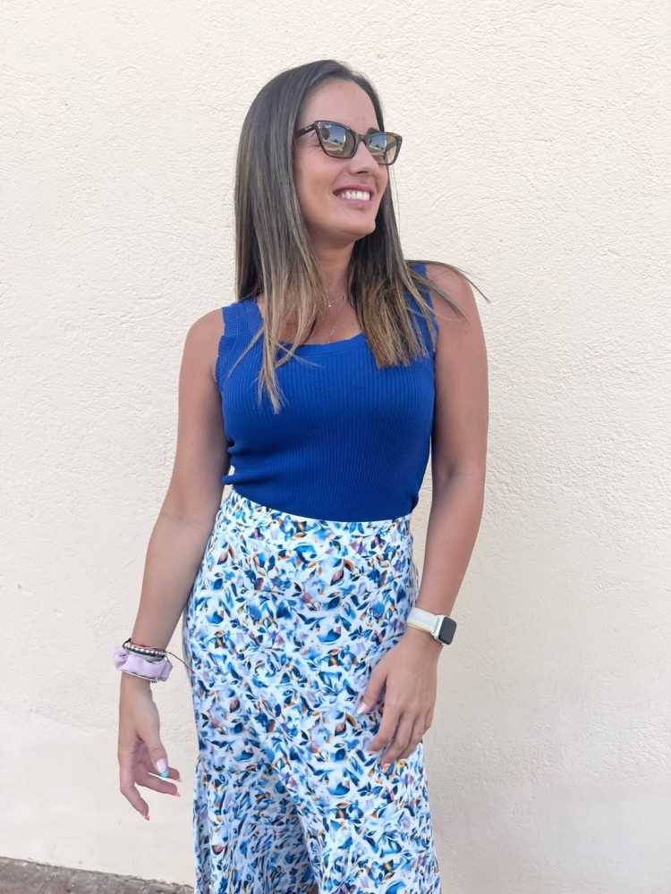 Falda Midi Teli Azul