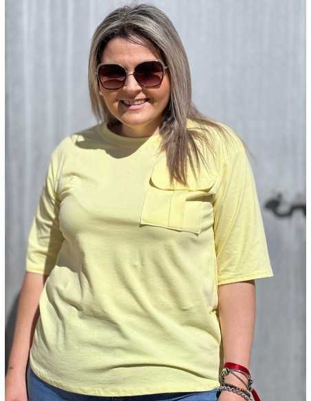 Camiseta Bolsillo Amarilla
