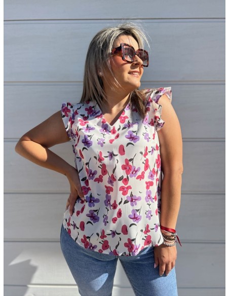 Blusa Flores Malva