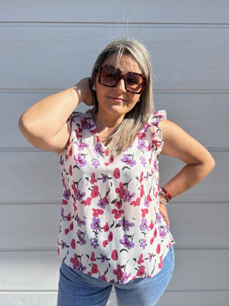 Blusa Flores Malva
