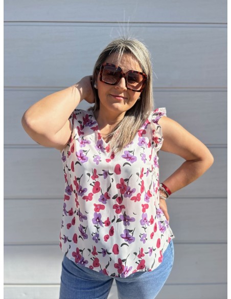 Blusa Flores Malva