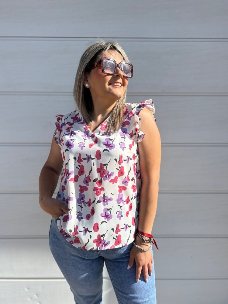 Blusa Flores Malva