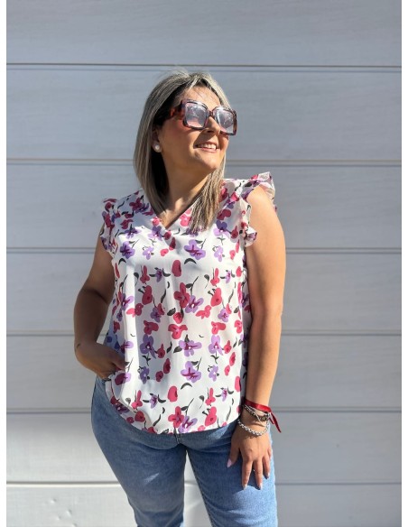 Blusa Flores Malva