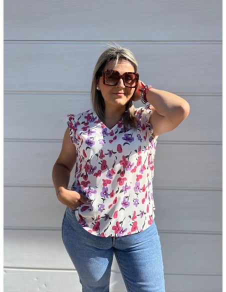 Blusa Flores Malva