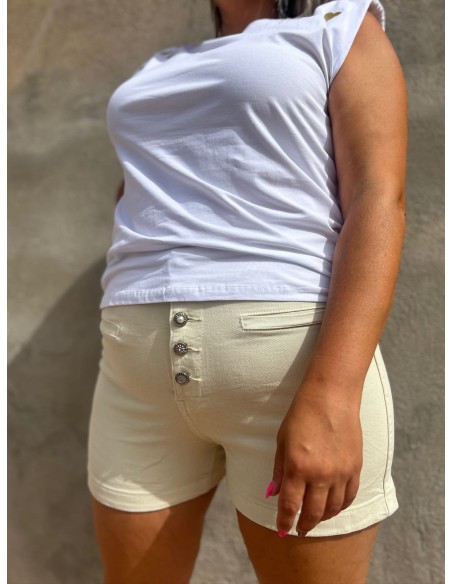 Short Beige Botones