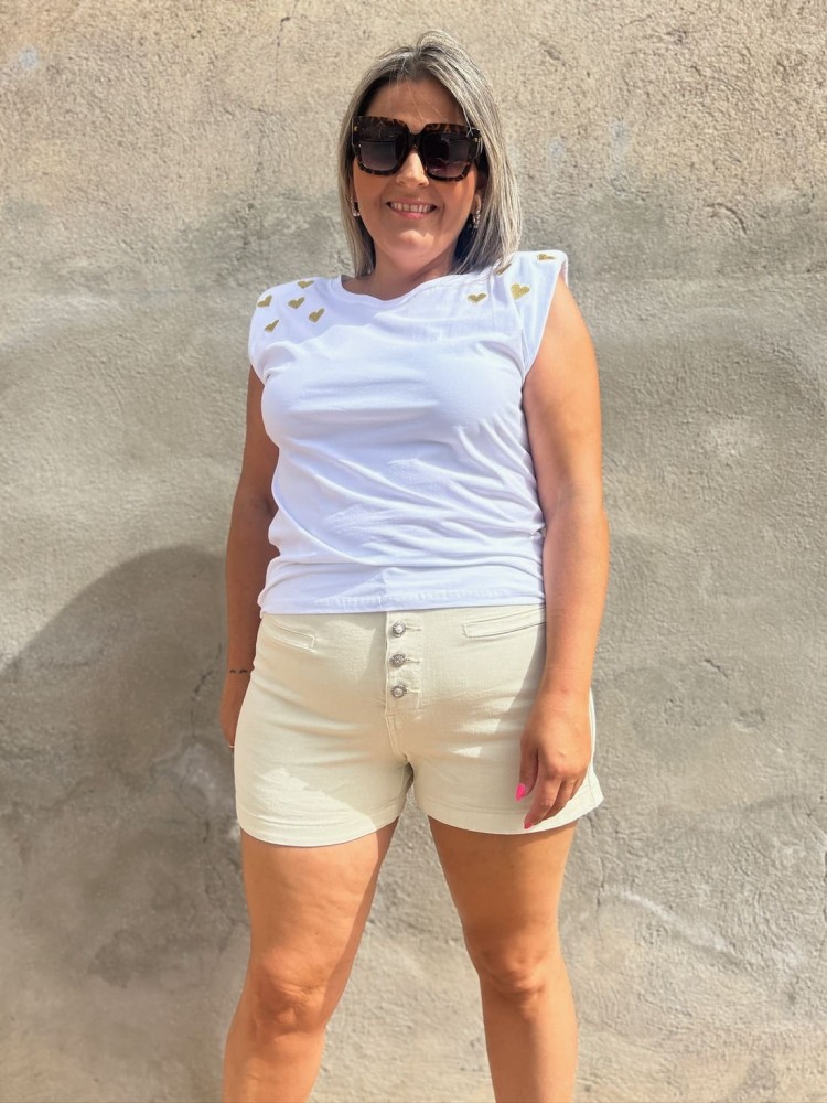 Short Beige Botones