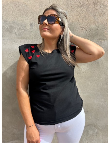 Camiseta Hombreras Corazones