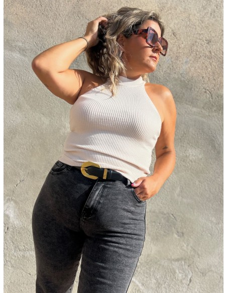 Pantalón Mon Fit Negro Desgastado