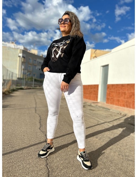 Sudadera Lengua Leopardo Negra