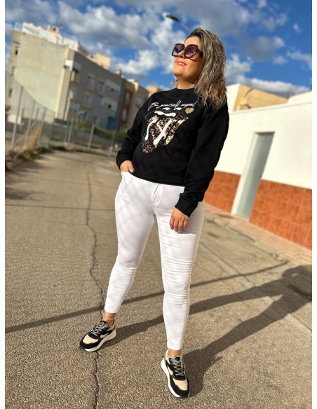 Sudadera Lengua Leopardo Negra