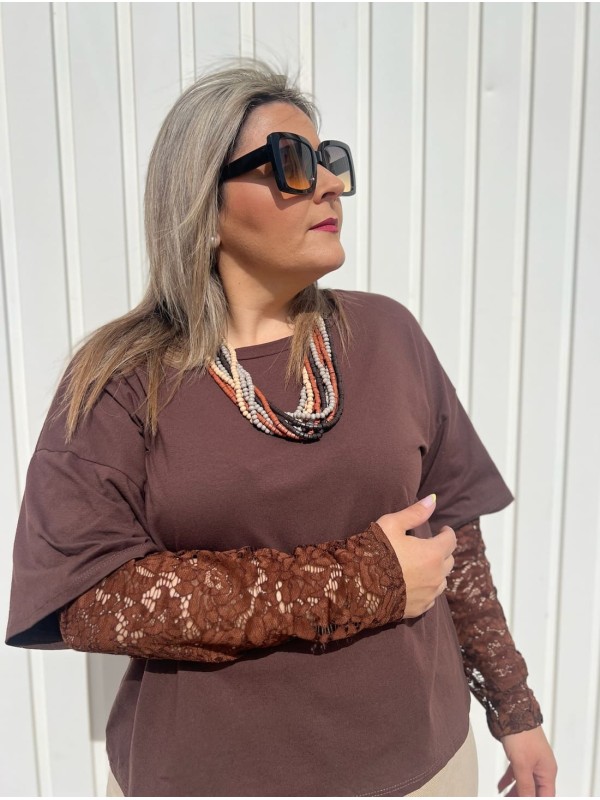 Camiseta Manga Encaje... 2