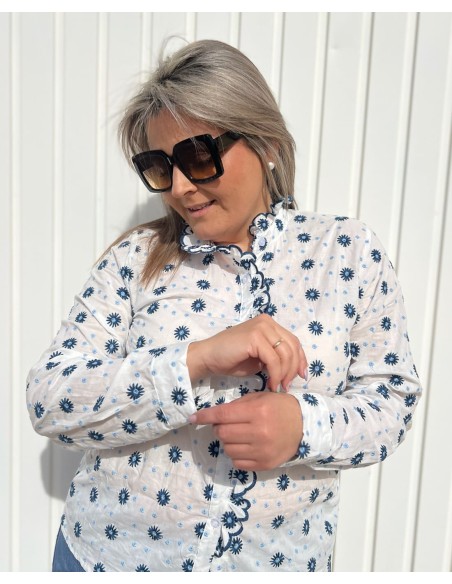 Camisa Flores Azul
