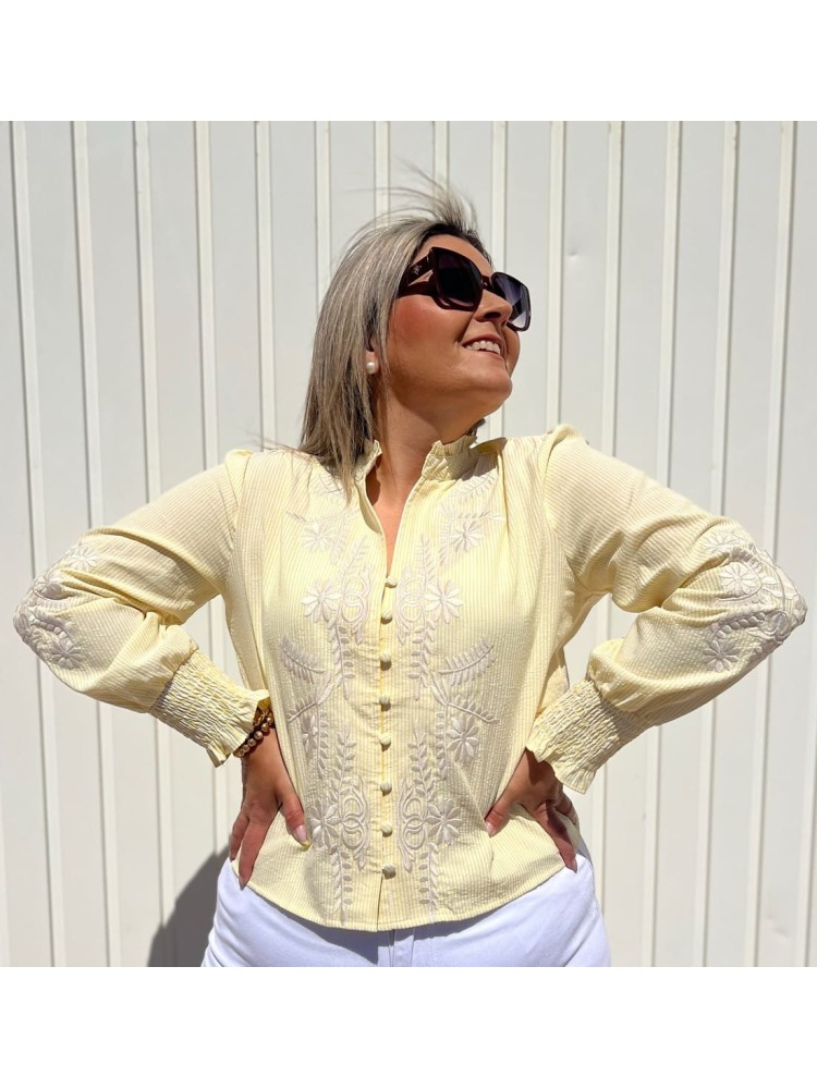 Camisa Rayas Bordada