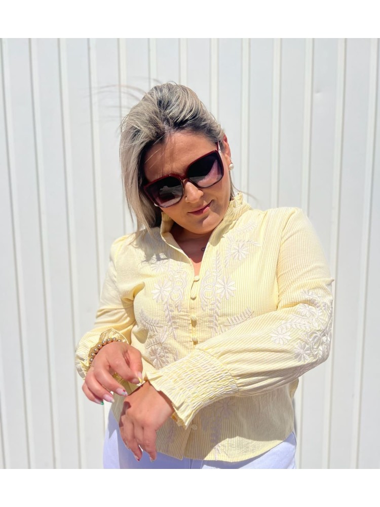 Camisa Rayas Bordada