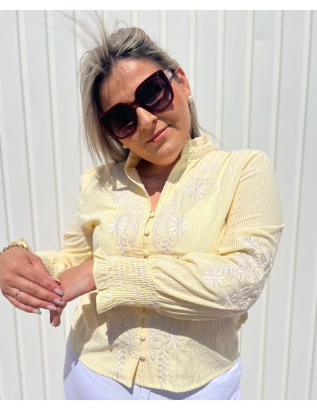 Camisa Rayas Bordada