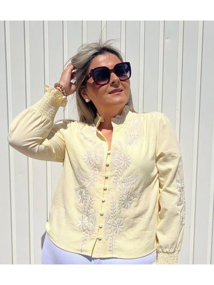 Camisa Rayas Bordada