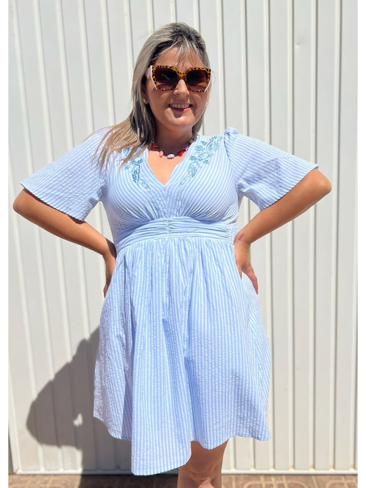 Vestido Rayas Bordado