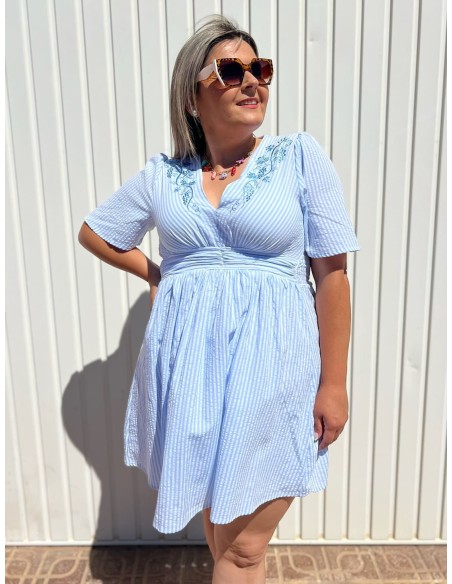 Vestido Rayas Bordado