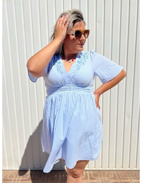 Vestido Rayas Bordado