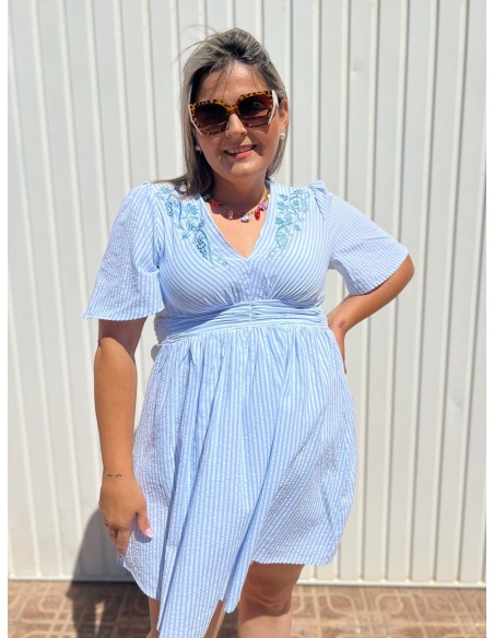 Vestido Rayas Bordado