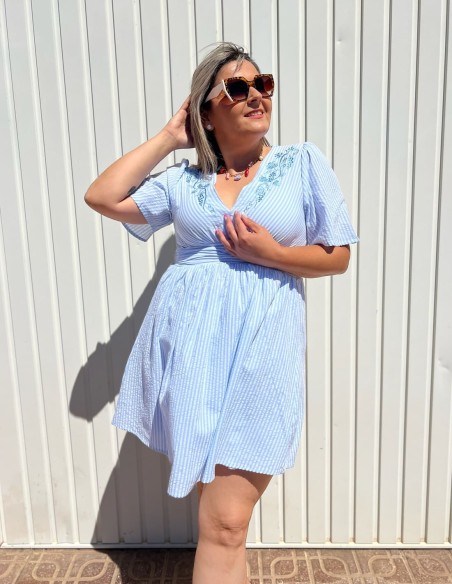 Vestido Rayas Bordado
