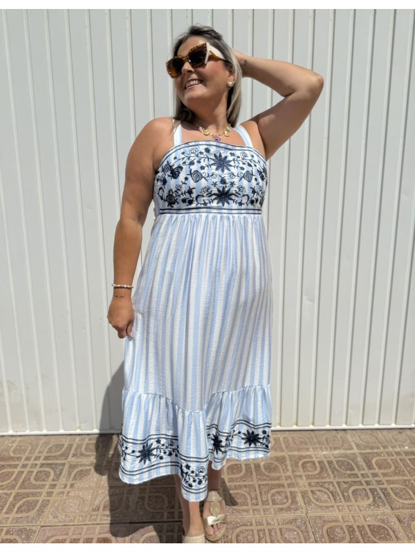 Vestido Rayas Bordado 2