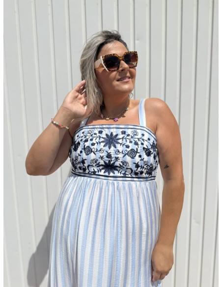 Vestido Rayas Bordado