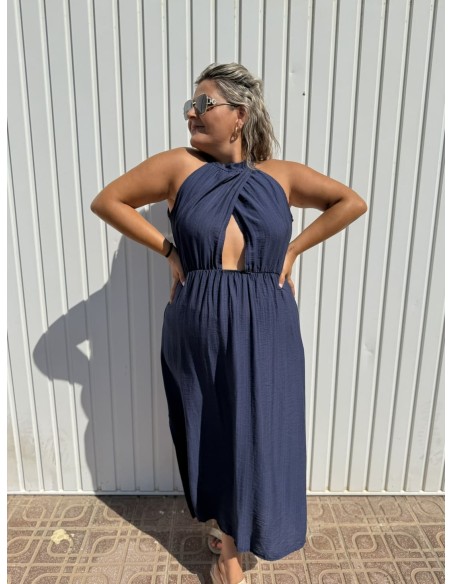 Vestido Cruzado Azul Marino