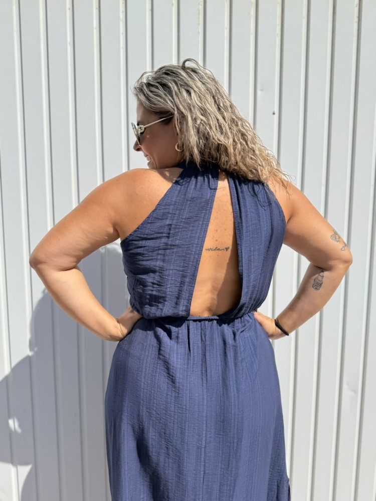 Vestido Cruzado Azul Marino