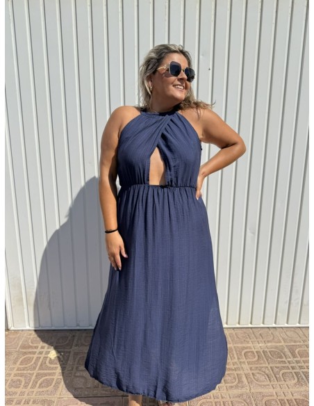 Vestido Cruzado Azul Marino