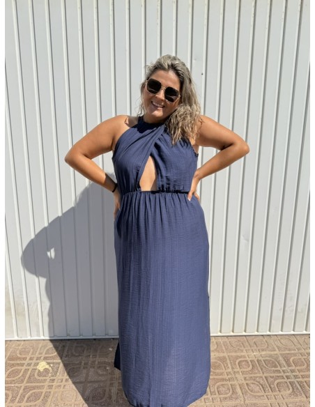 Vestido Cruzado Azul Marino