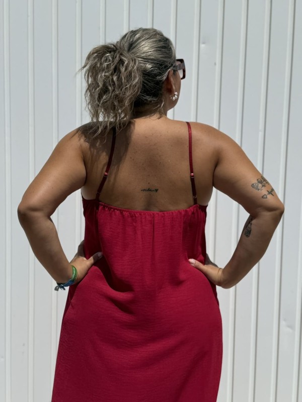 Vestido Lencero Granate 2