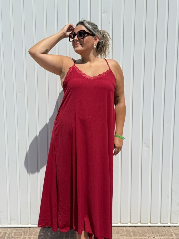 Vestido Lencero Granate