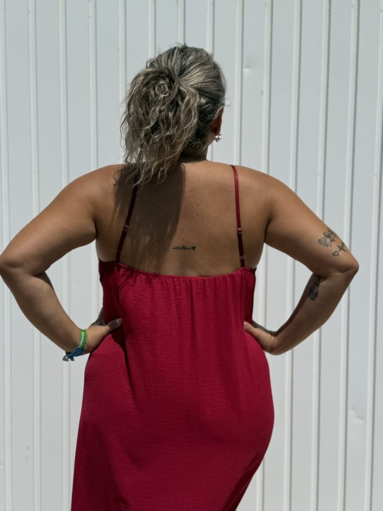 Vestido Lencero Granate