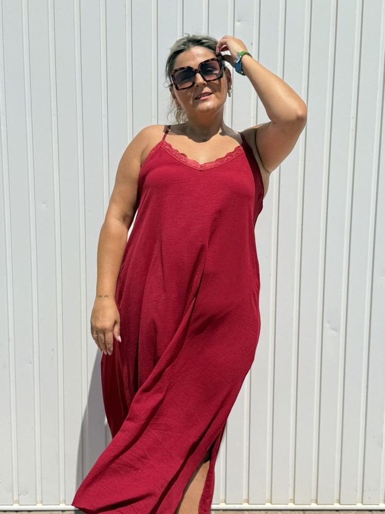 Vestido Lencero Granate