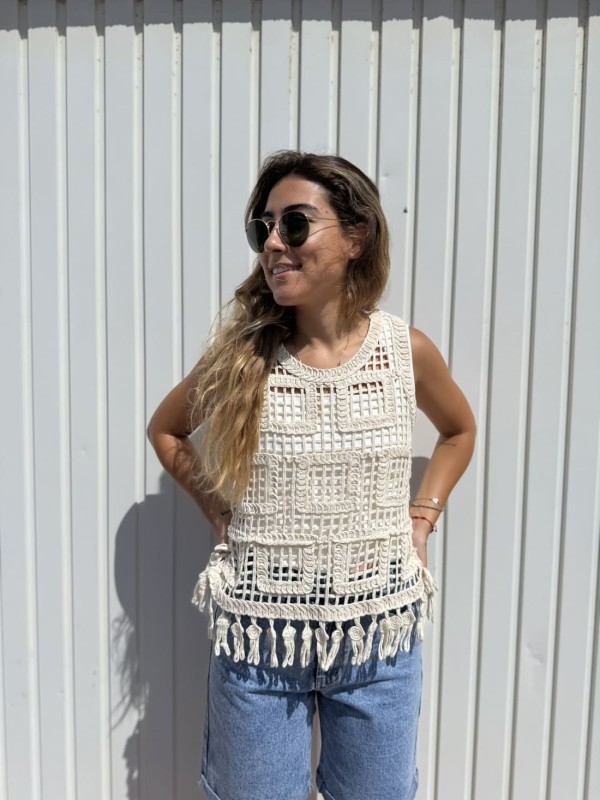 Top Crochet Ecru 2