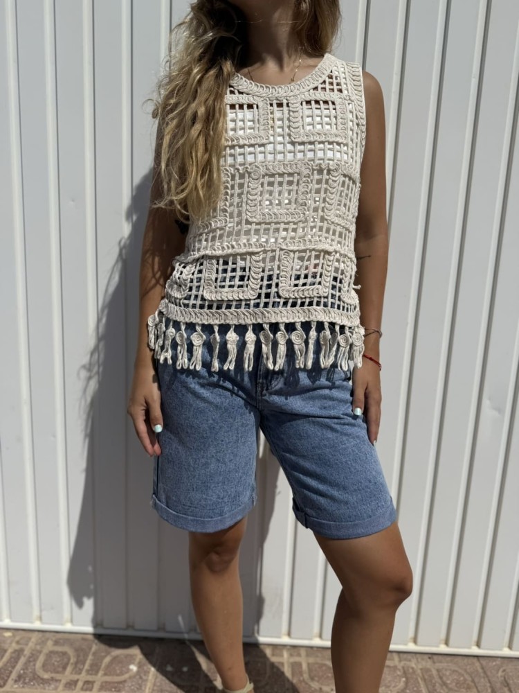 Top Crochet Ecru