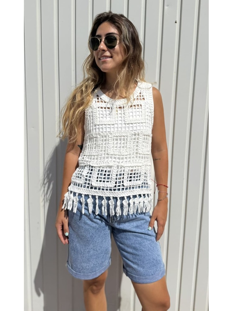 Top Crochet Ecru