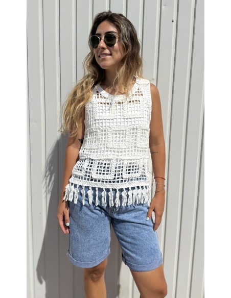 Top Crochet Ecru