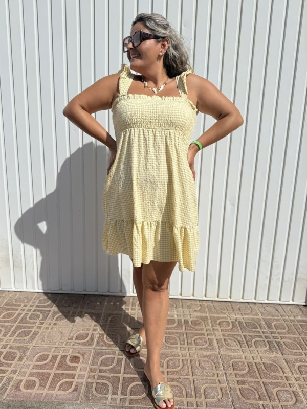 Vestido Vichy Corto Amarillo 2