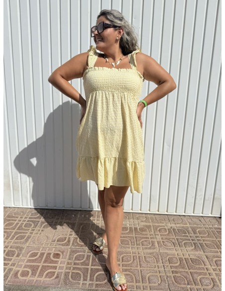 Vestido Vichy Corto Amarillo
