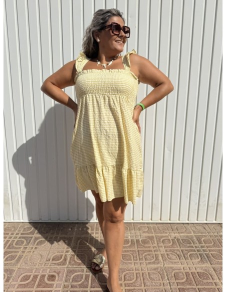 Vestido Vichy Corto Amarillo