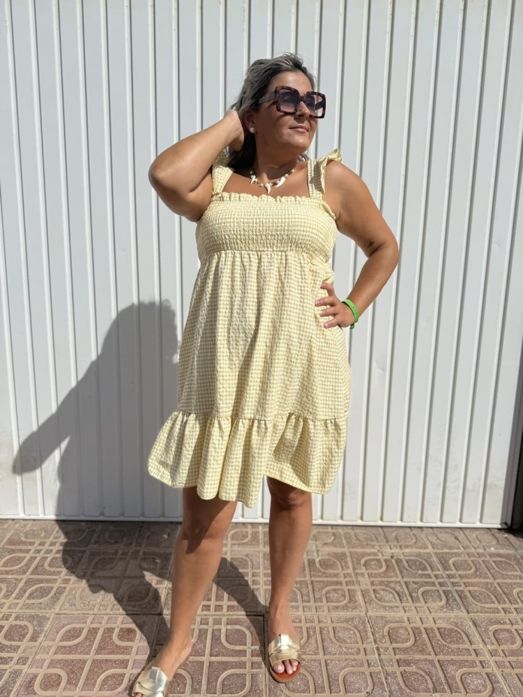 Vestido Vichy Corto Amarillo