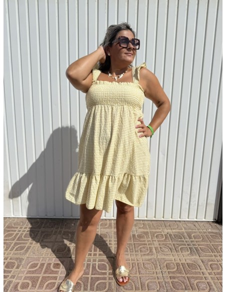 Vestido Vichy Corto Amarillo