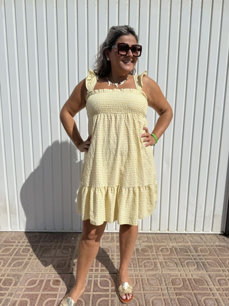 Vestido Vichy Corto Amarillo