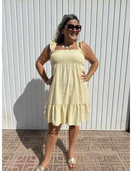 Vestido Vichy Corto Amarillo