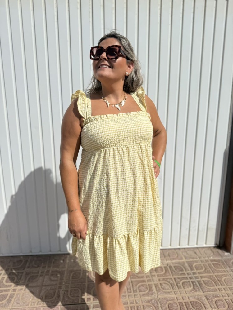Vestido Vichy Corto Amarillo