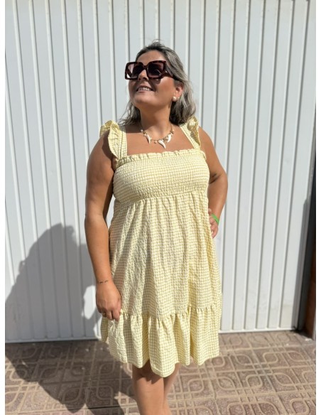 Vestido Vichy Corto Amarillo