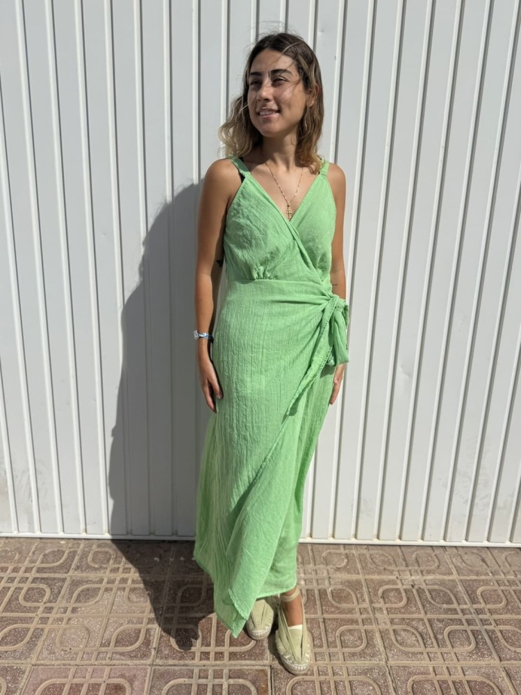 Vestido Cruzado Lazo Verde
